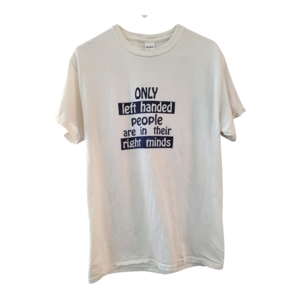 White 'Left Handed People' Short Sleeve Graphic Tee - Size M